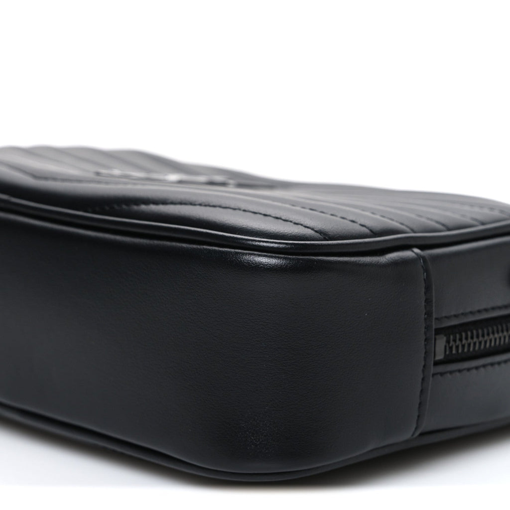 Calfskin Matelasse Monochrome Monogram Mini Lou Camera Bag Black