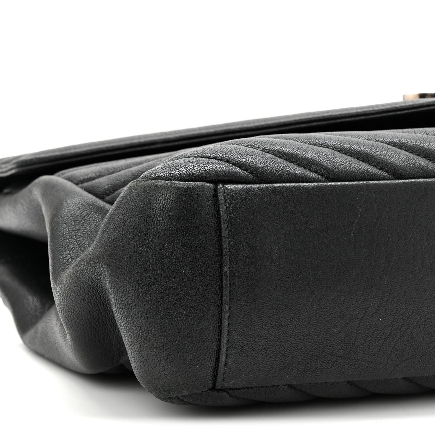 Sheepskin Matelasse Chevron Monogram Large College Satchel Black