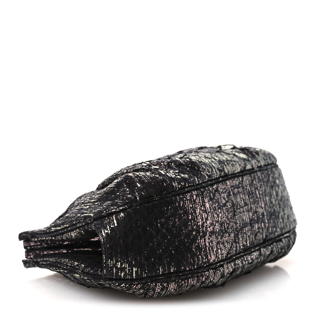 Snakeskin Crystal Evening Clutch Black Silver