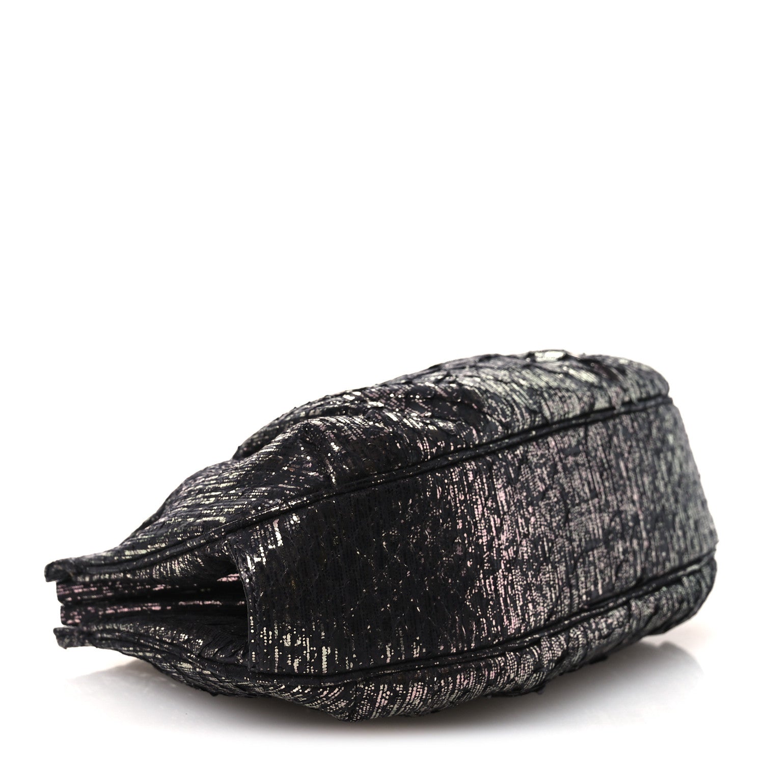 Snakeskin Crystal Evening Clutch Black Silver