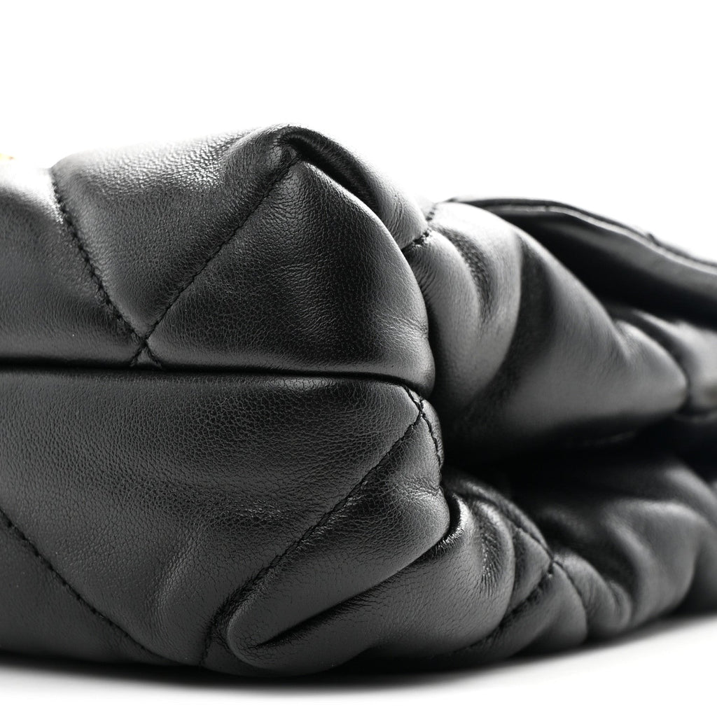 Lambskin Quilted Small Chain Top Handle Flap Black
