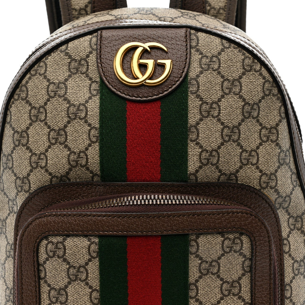 GG Supreme Monogram Calfskin Web Small Ophidia Day Backpack Beige Ebony New Acero