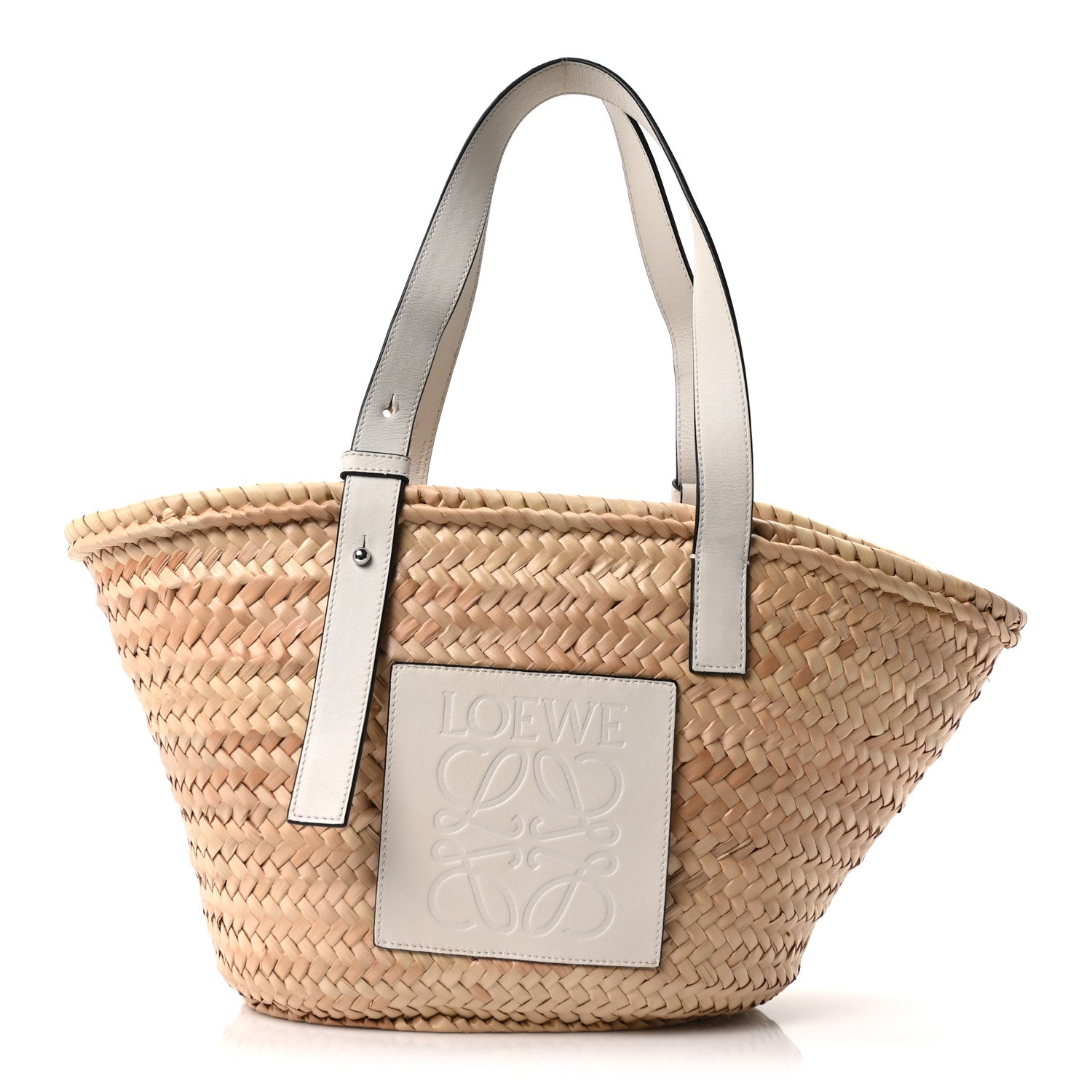 Raffia Basket Tote Bag Natural White