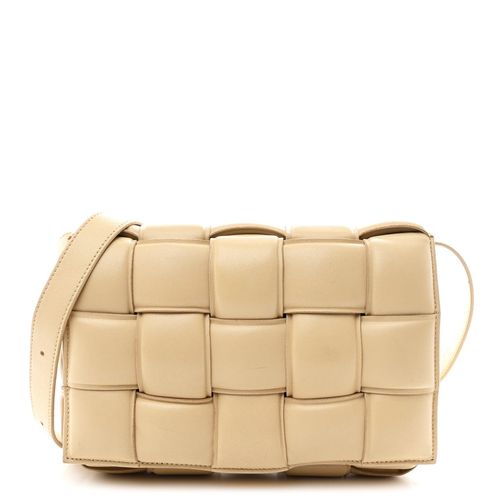 Nappa Maxi Intreccio Small Padded Cassette Crossbody Bag Porridge