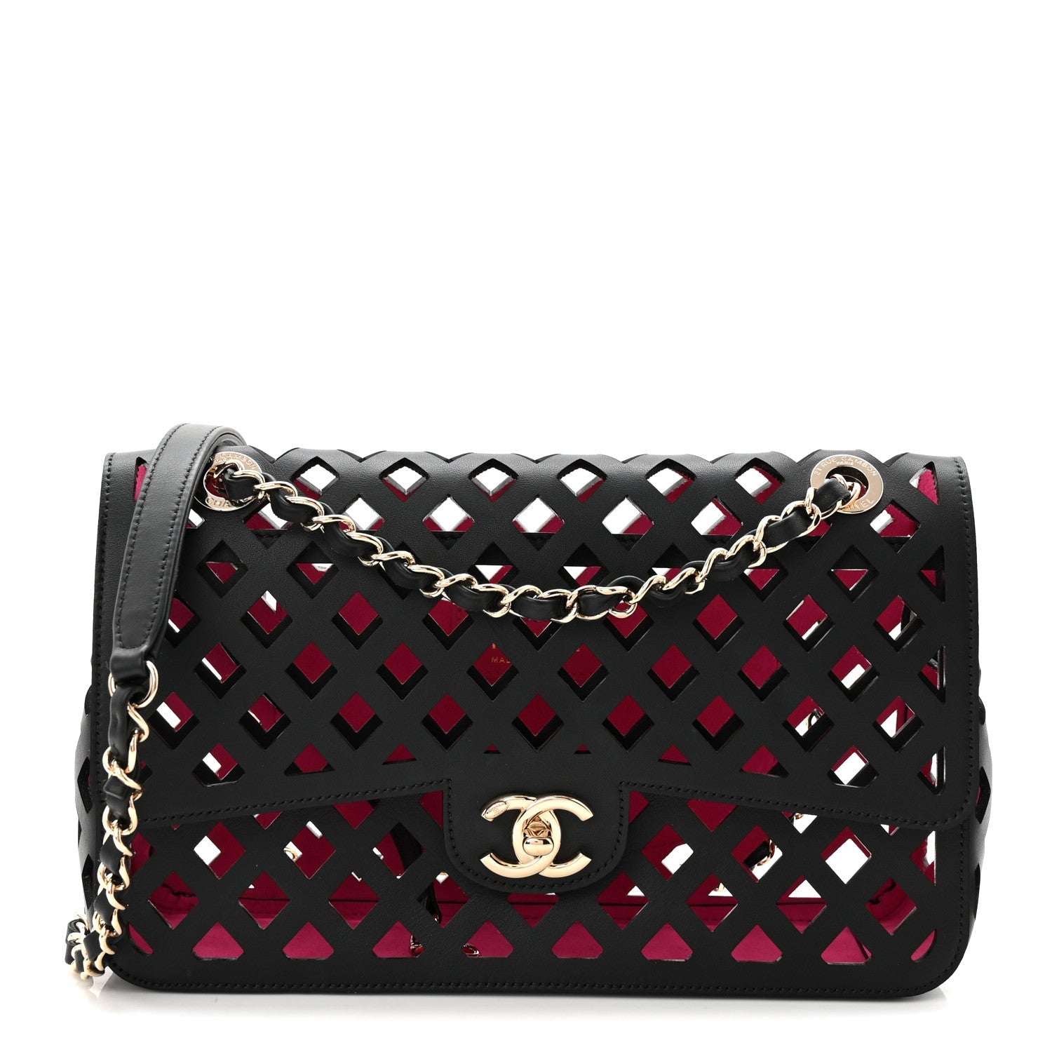 Lambskin Sea Through Flap Black Multicolor