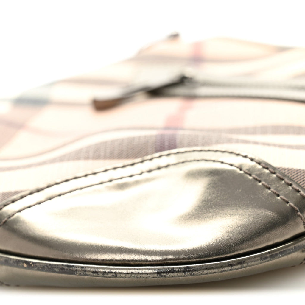 Patent Nova Check Dryden Crossbody Bag Pewter