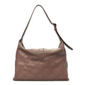 Shiny Lambskin Quilted Maxi Hobo Brown