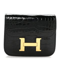 Shiny Alligator Constance Slim Wallet Black