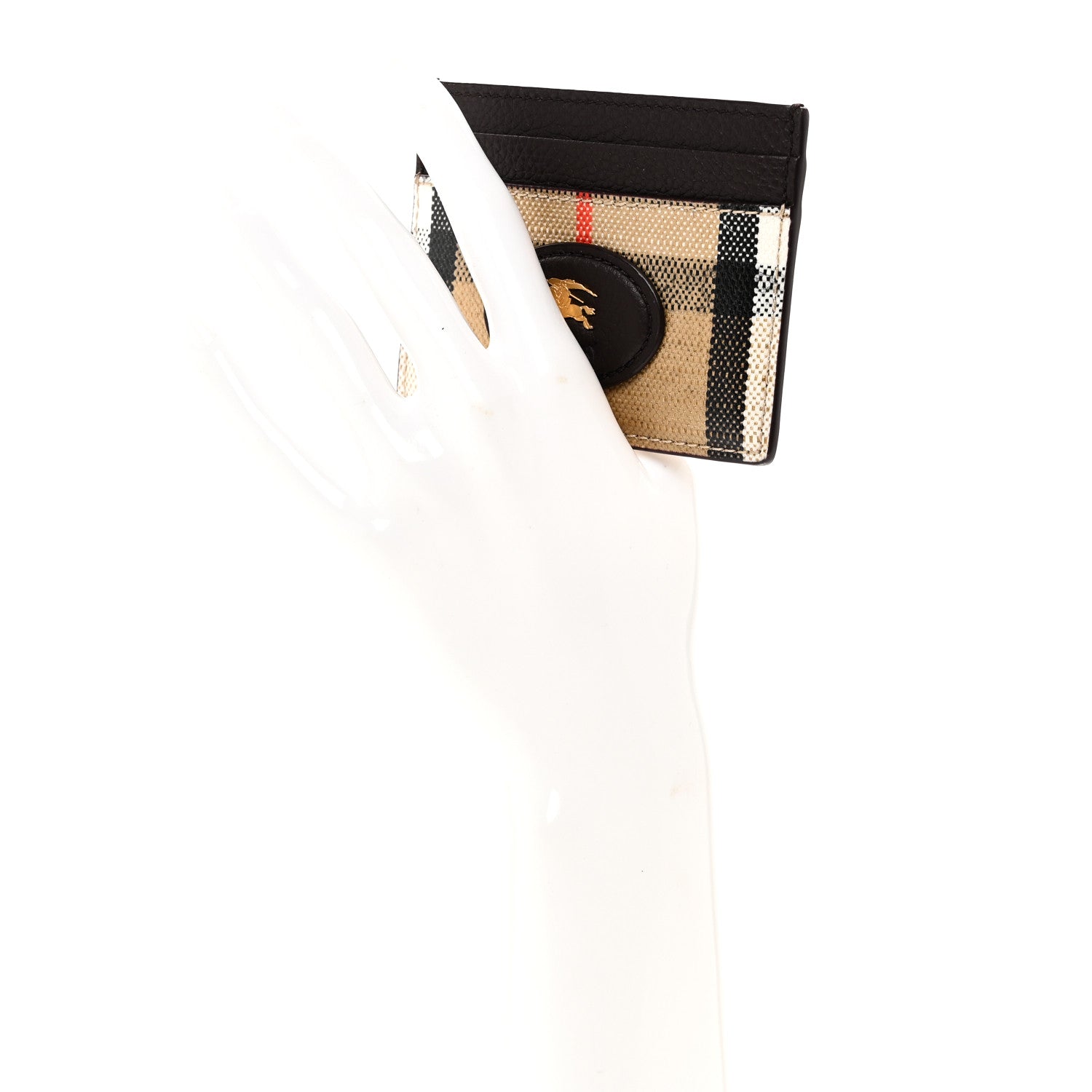 Grained Calfskin Jacquard Woven Vintage Check Highlands  Case Sand