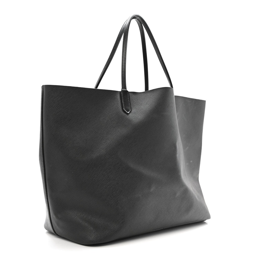 Textured Coated Canvas Bambi Print Large Antigona Tote Black