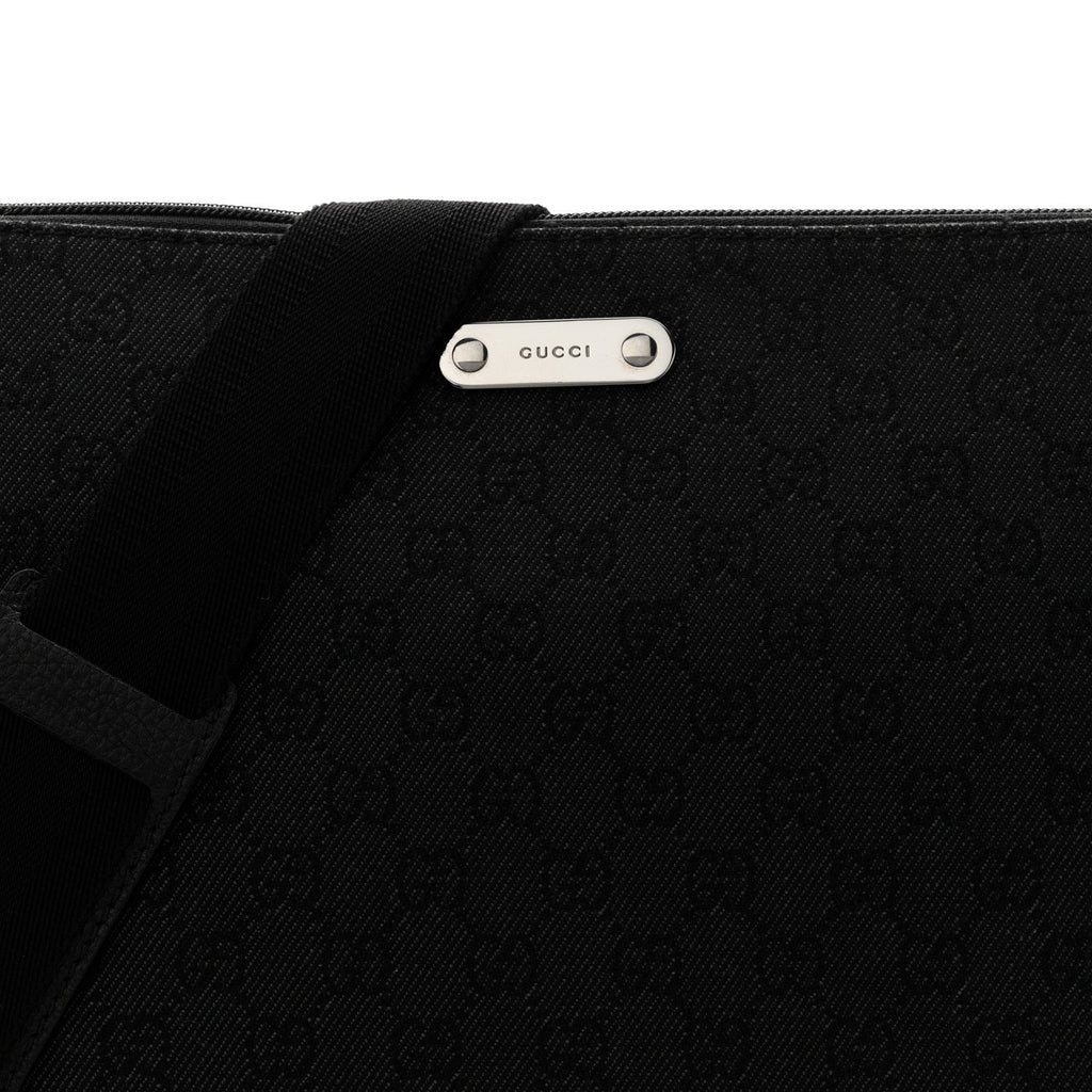 Denim Monogram Flat Messenger Bag  Black