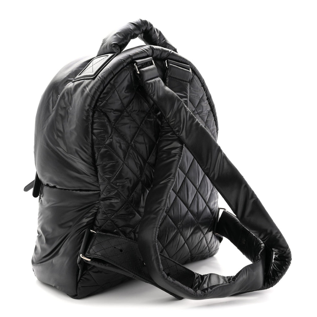 Nylon Quilted Coco Cocoon Backpack Black