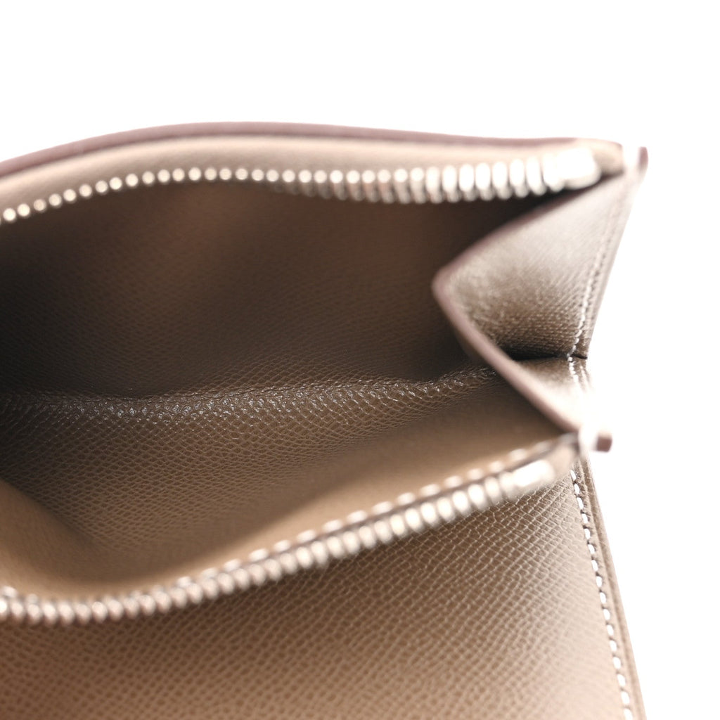 Madame Calfskin Charniere Compact Wallet Etoupe