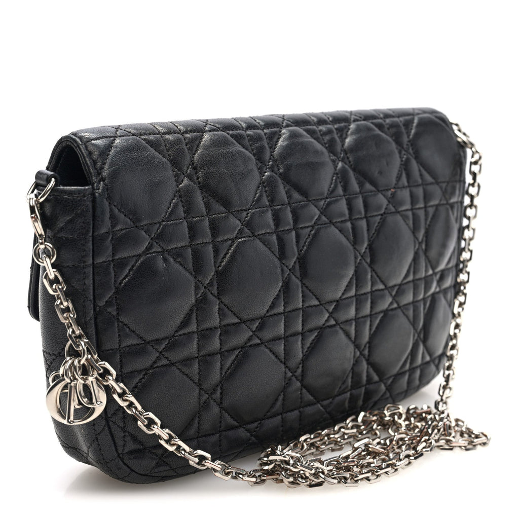 Lambskin Cannage Miss Dior Promenade Pouch Black