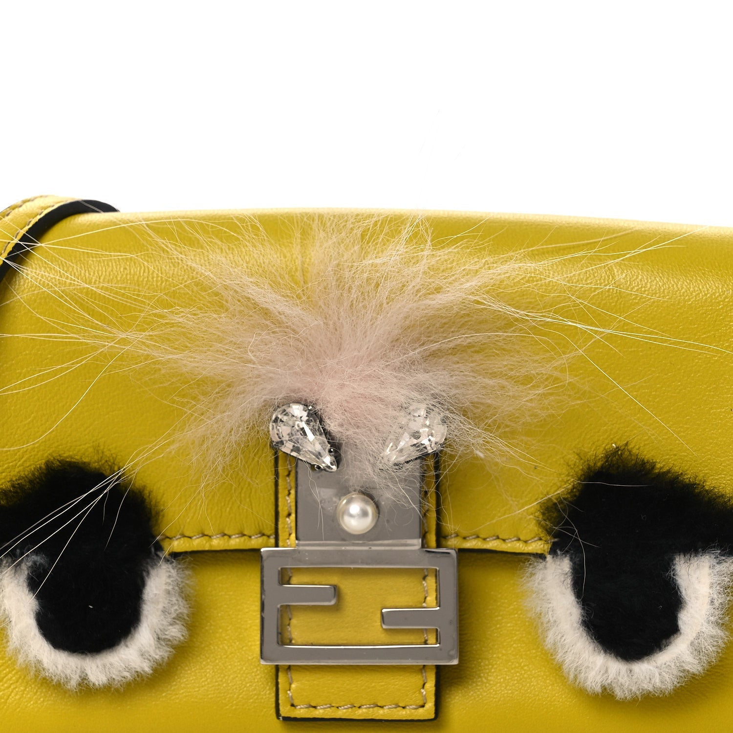 Nappa Rabbit Fox Fur Micro Buggie Baguette Lime Rosa