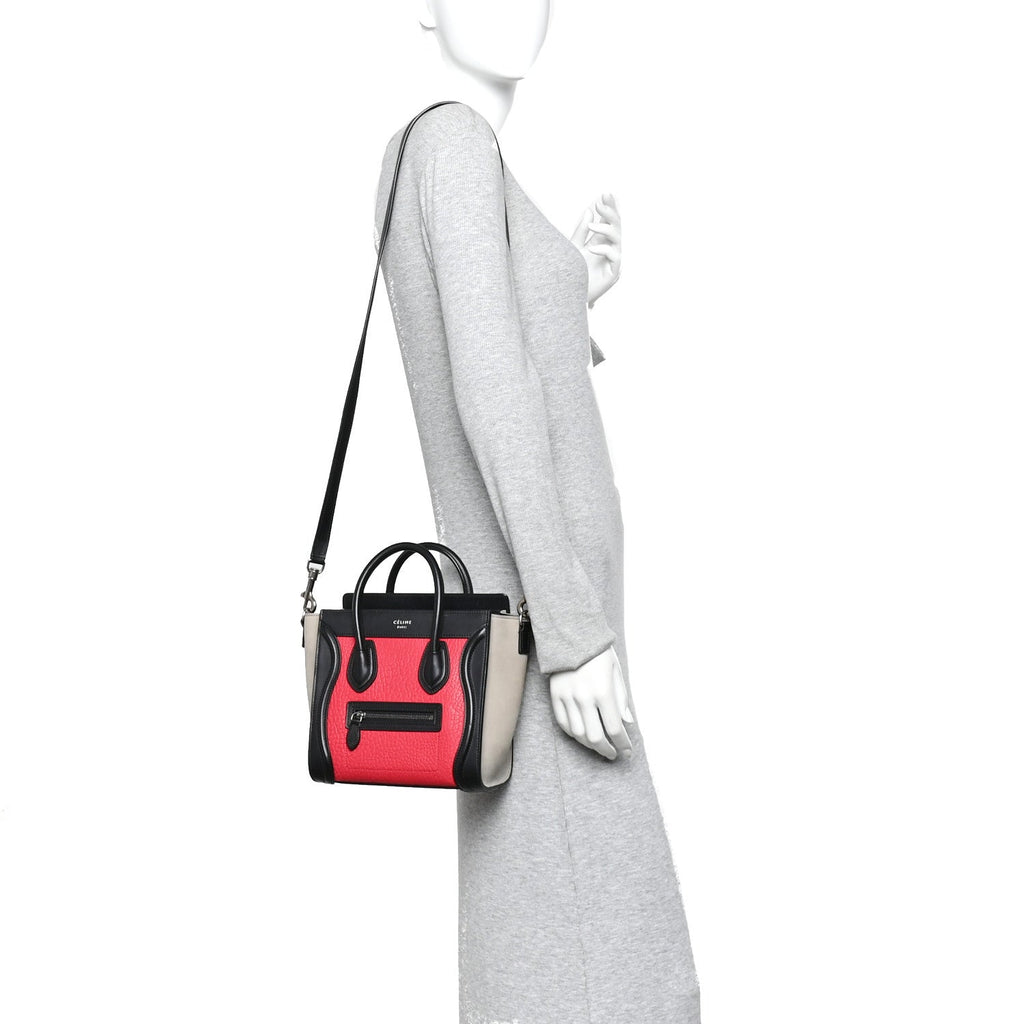 Bullhide Calfskin Nubuck Nano Tri-Color Luggage Bright Red