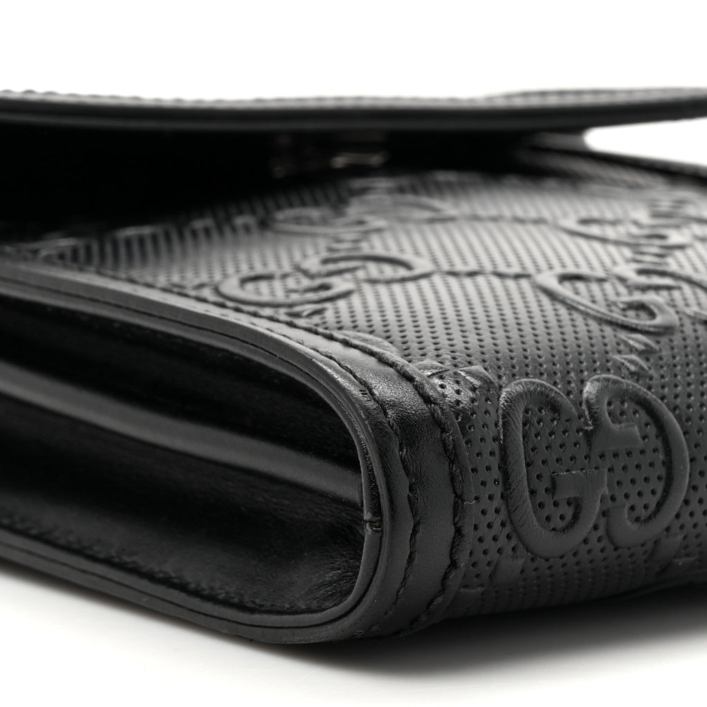 Calfskin GG Tennis Embossed Messenger Bag Black