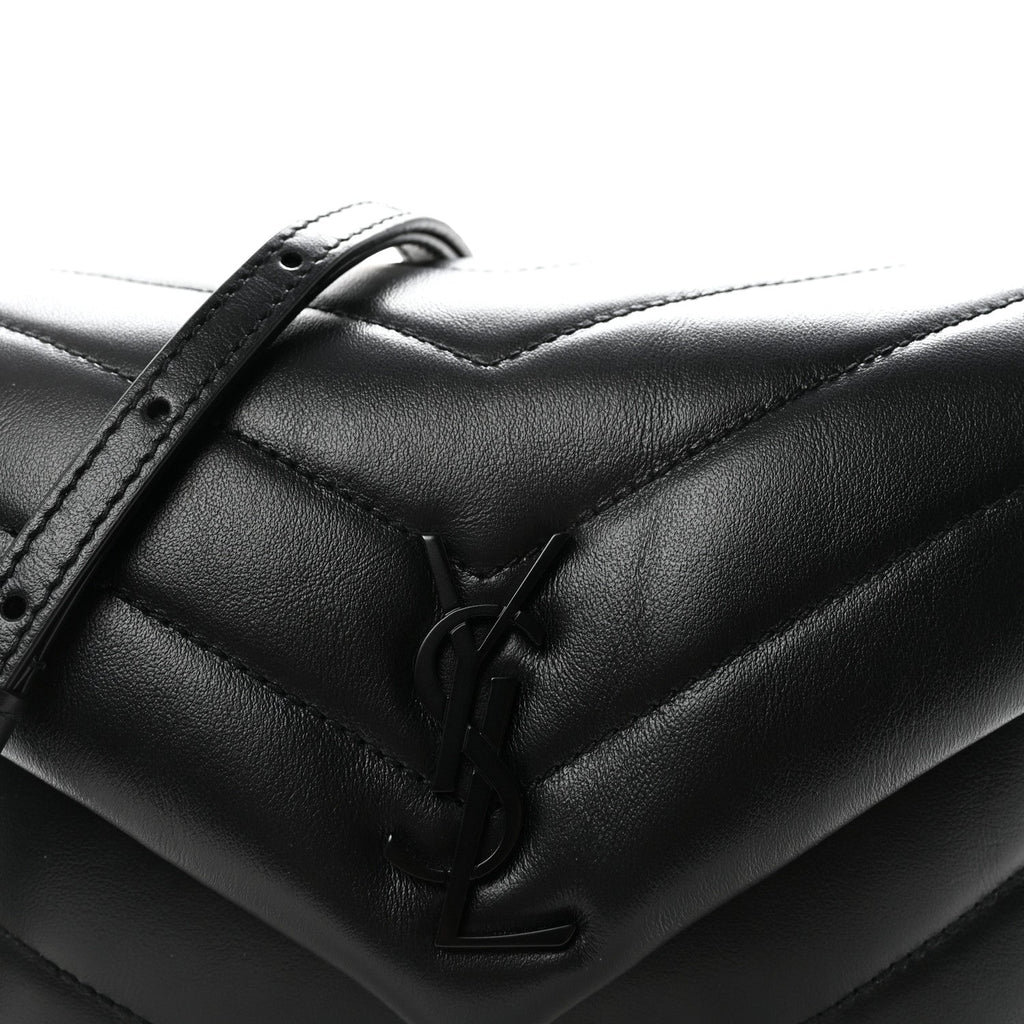 Calfskin Y Quilted Monogram Monochrome Toy Loulou Crossbody Bag Black