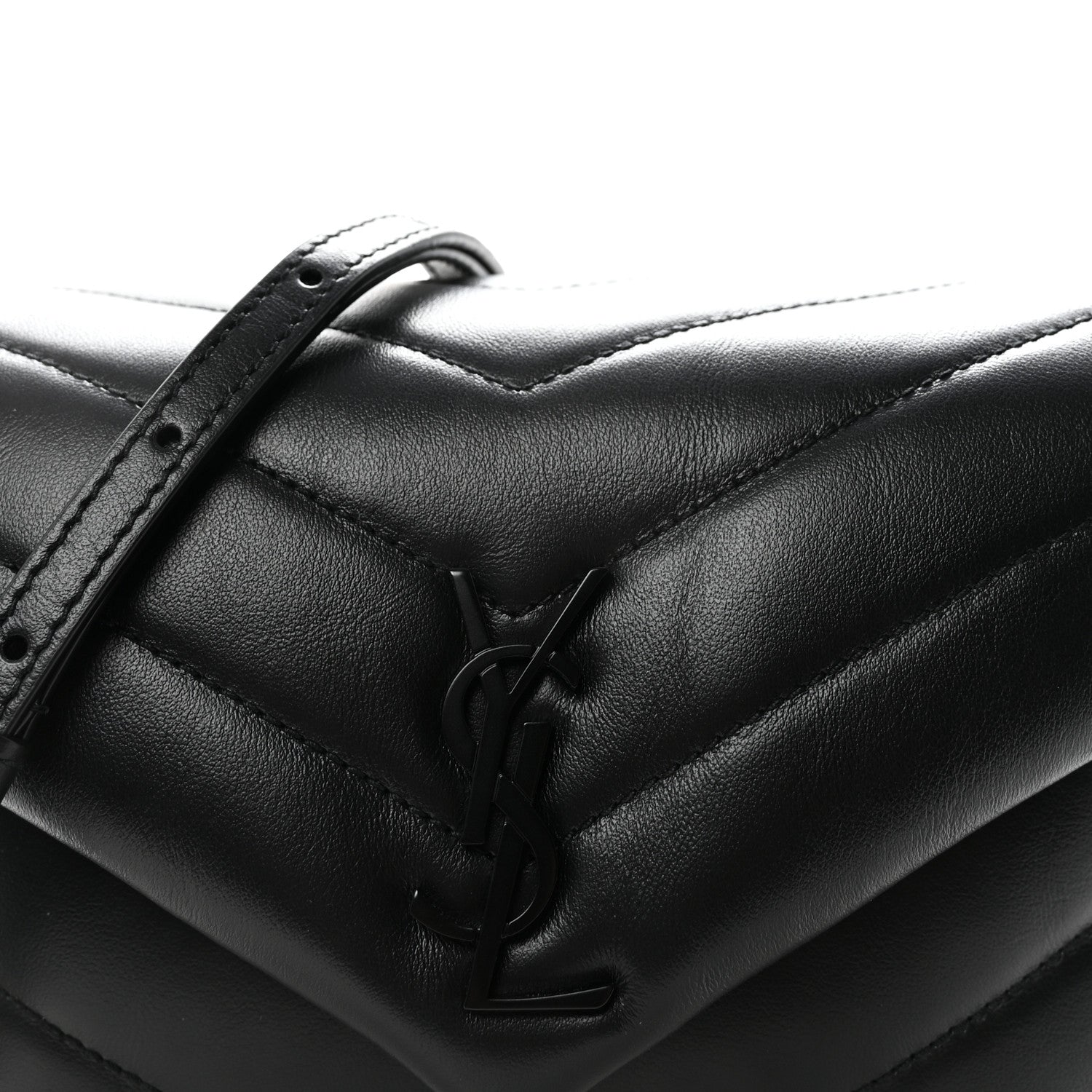 Calfskin Y Quilted Monogram Monochrome Toy Loulou Crossbody Bag Black