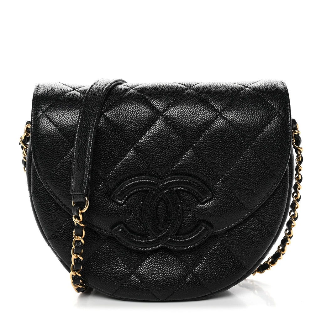 Caviar Quilted Small Messenger Flap Black