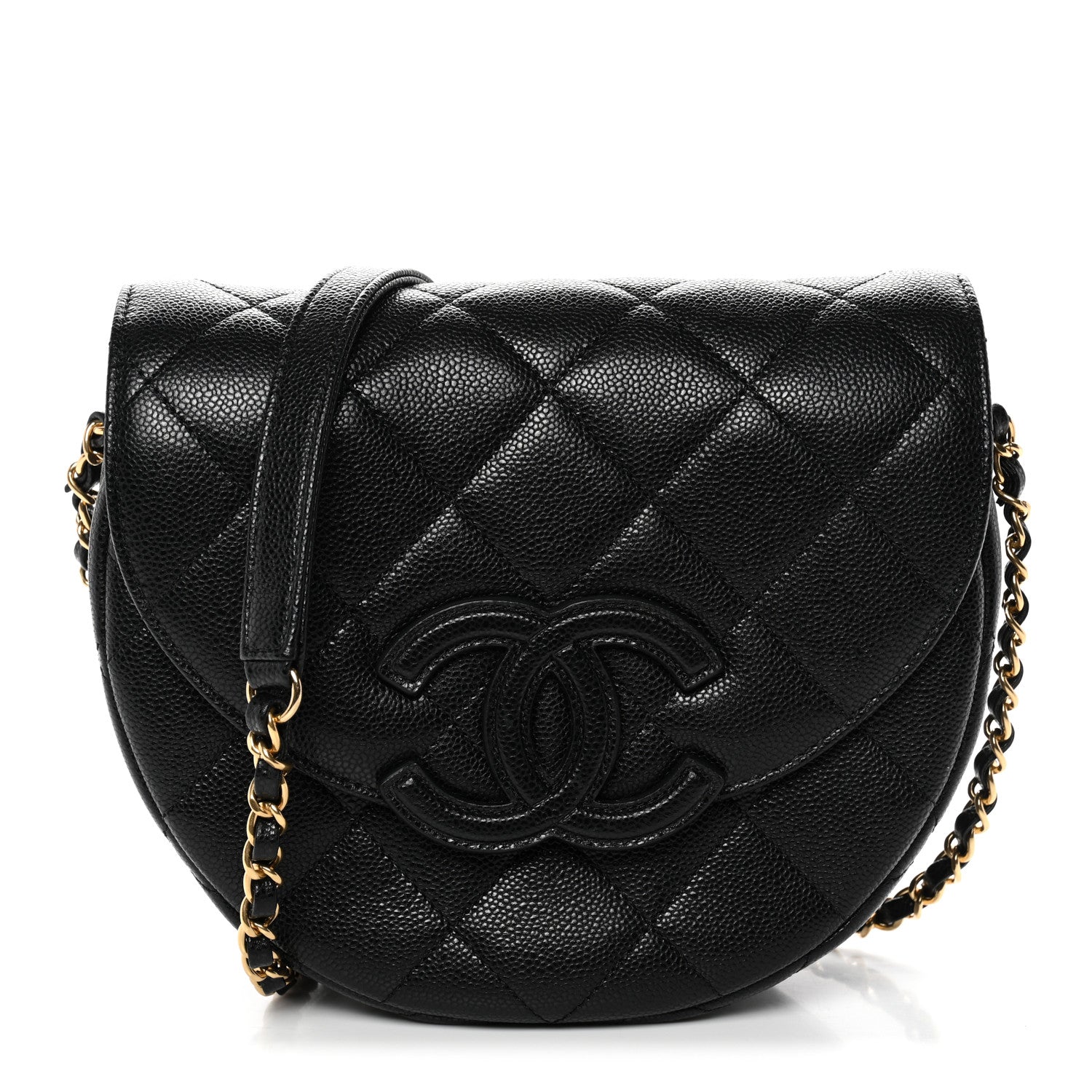Caviar Quilted Small Messenger Flap Black