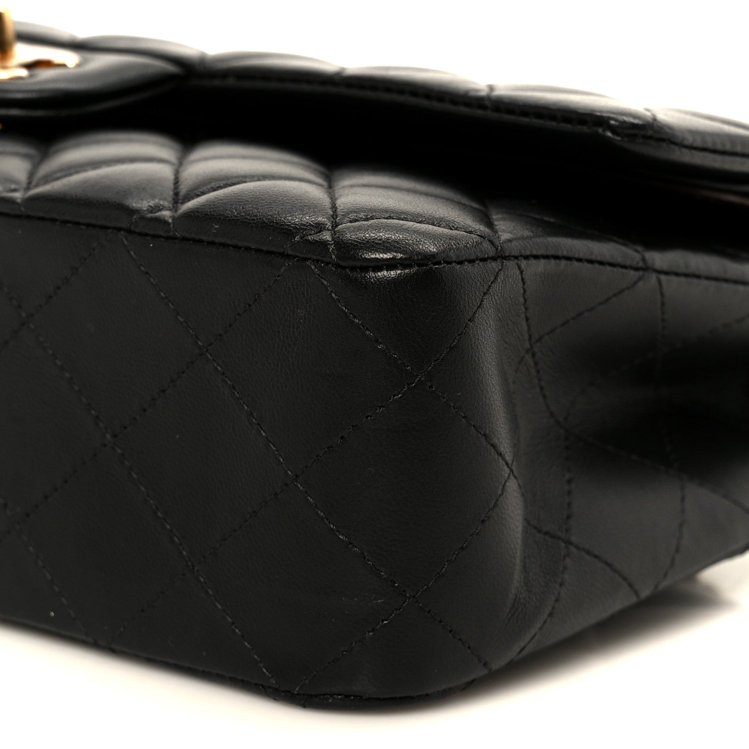 Lambskin Quilted Medium Double Flap Black