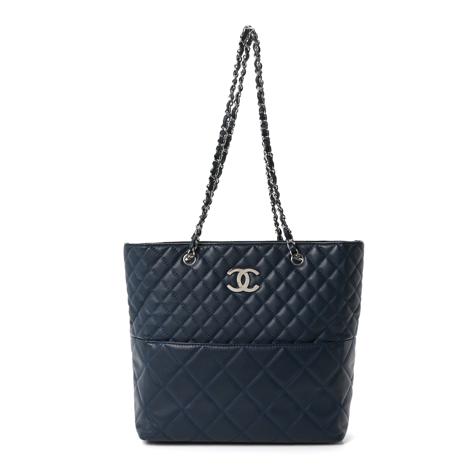 Calfskin Quilted In The Business North South Tote  Blue