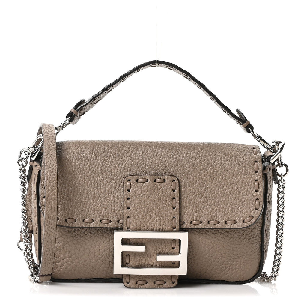 Cuoio Roma Sellerissima Nappa Sintetica Tape Stitch Mini Baguette Argento