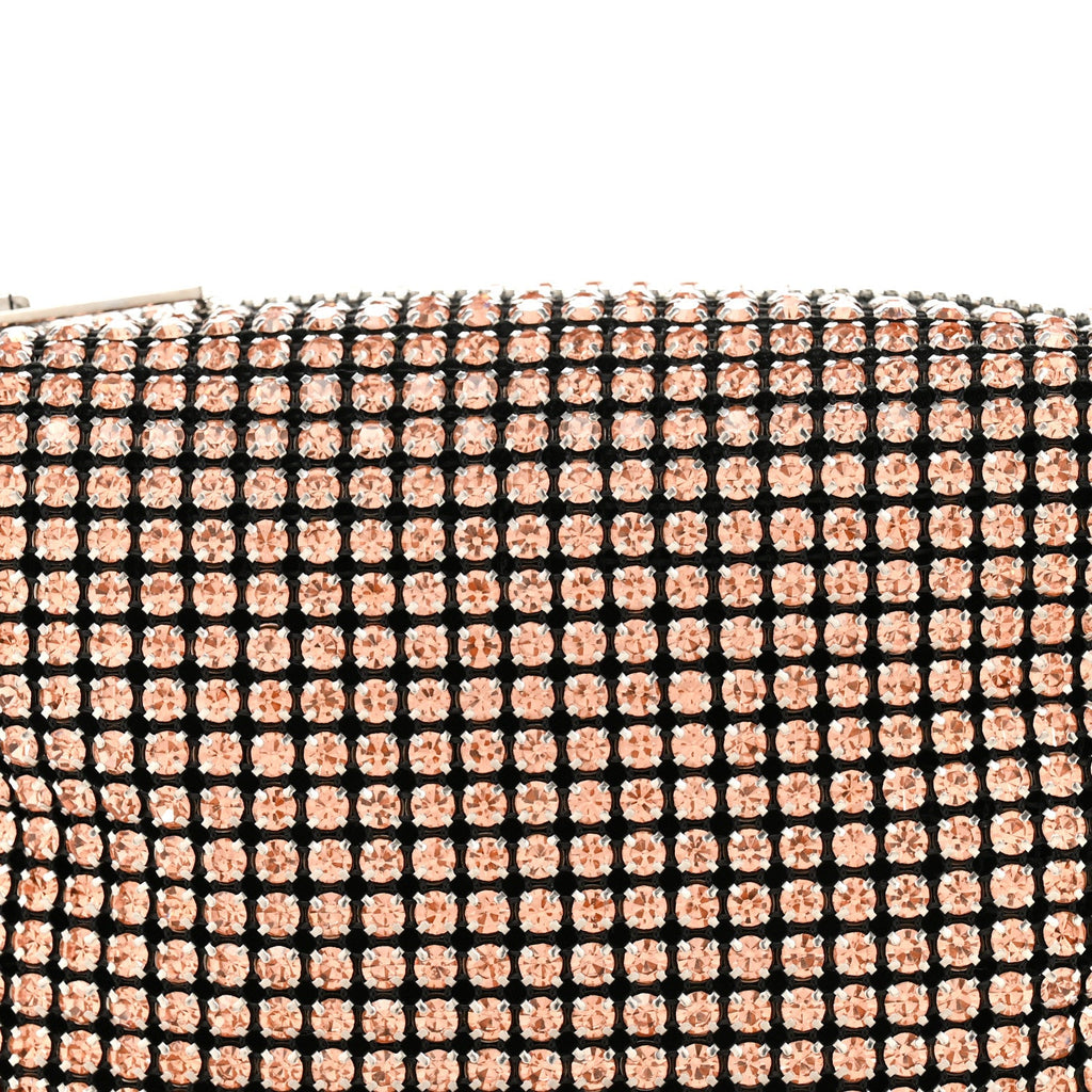 Mesh Crystal Rhinestone Mini Heiress Pouch Faded Neon Orange