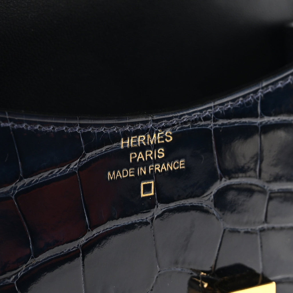 Shiny Alligator Constance Slim Wallet Bleu Abysse