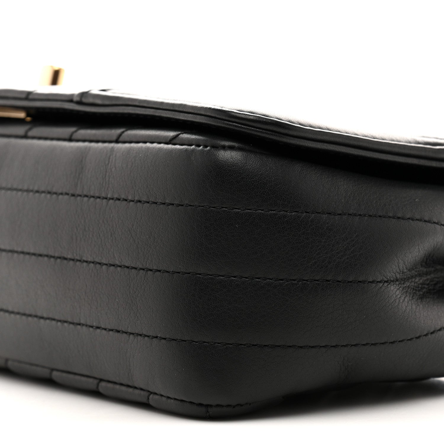 Calfskin Chevron Quilted Small Statement Flap Black