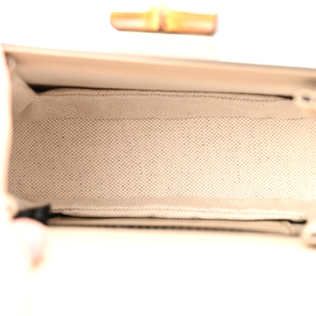 Boarded Dyana Lux Calfskin Web Small Bamboo 1947 Top Handle Bag Oatmeal