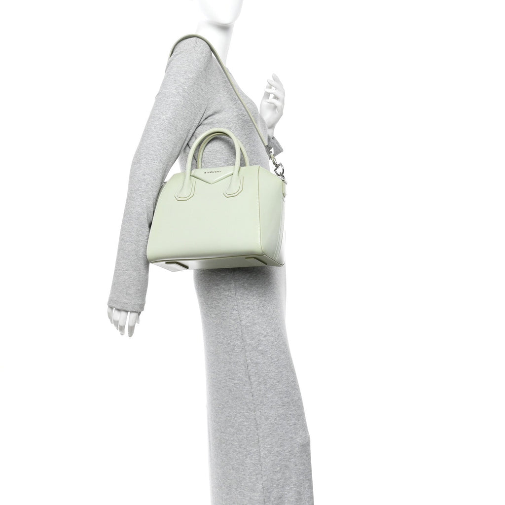 Shiny Lord Calfskin Small Antigona Aqua Green