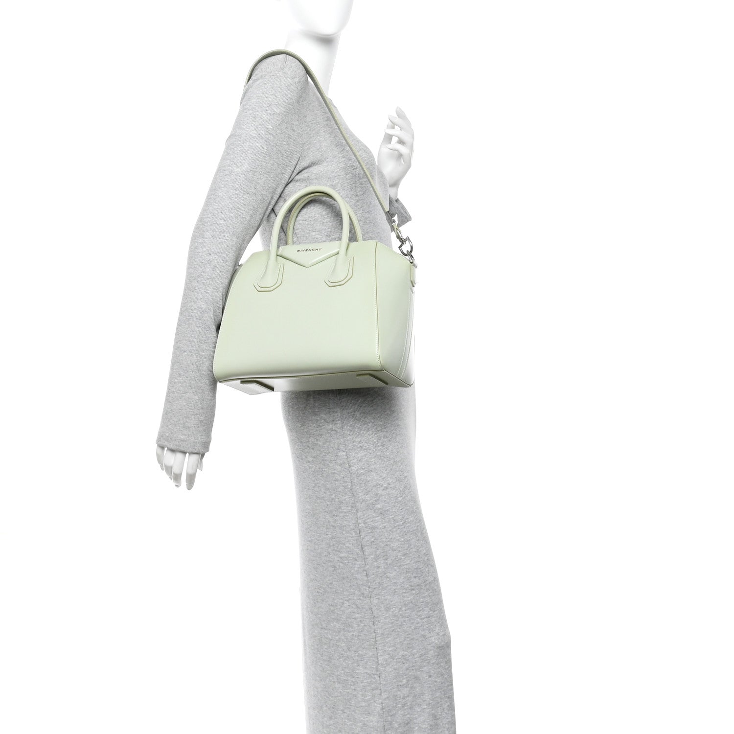 Shiny Lord Calfskin Small Antigona Aqua Green