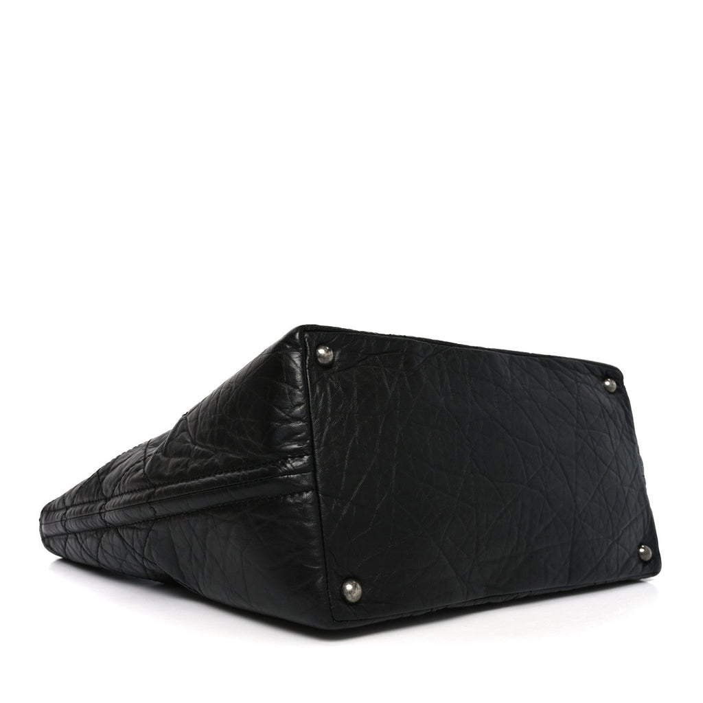 Aged Calfskin Small Shopping in Moscow Tote Black