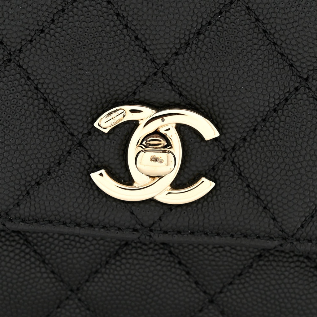 Caviar Quilted Mini Coco Handle Flap Black