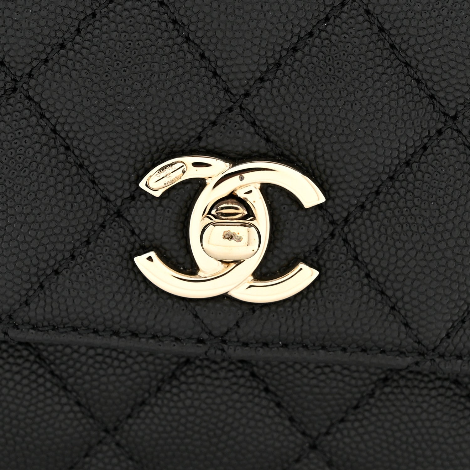Caviar Quilted Mini Coco Handle Flap Black
