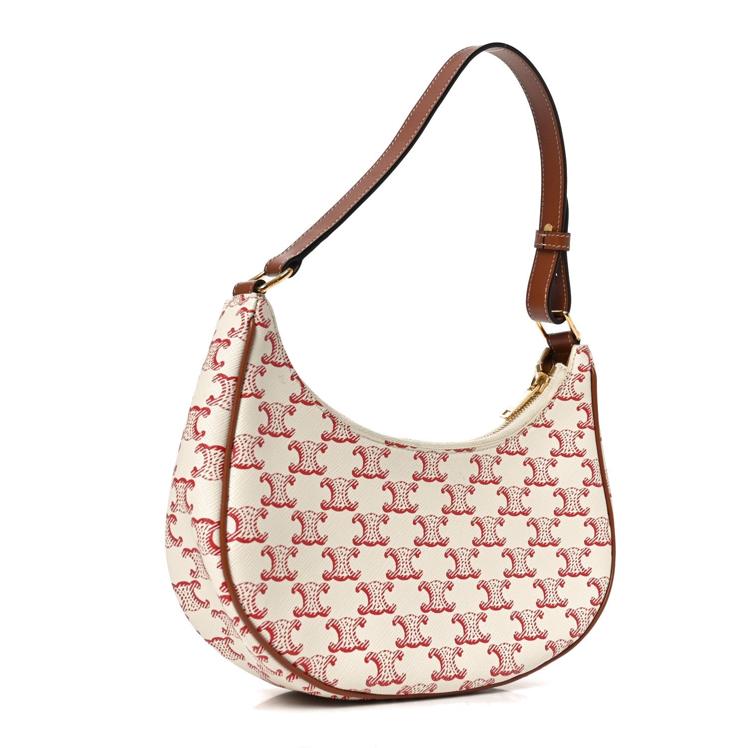Canvas Calfskin Ava Triomphe Shoulder Bag Red