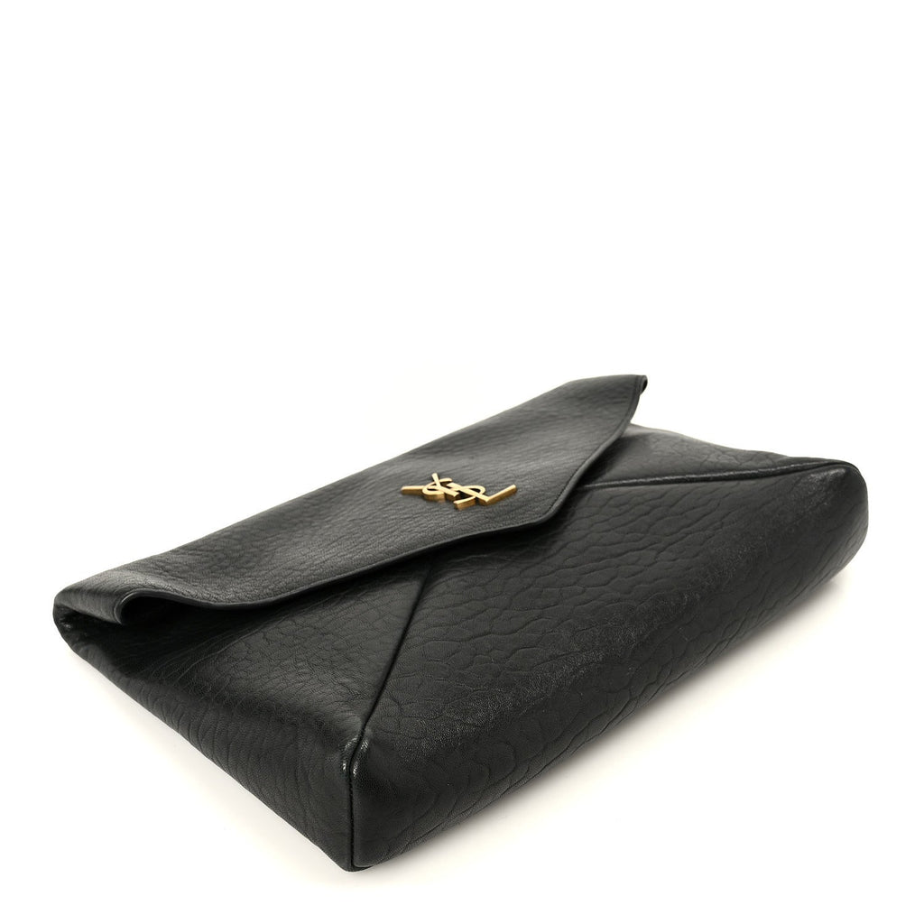 Grained Lambskin Cassandre Envelope Pouch Black