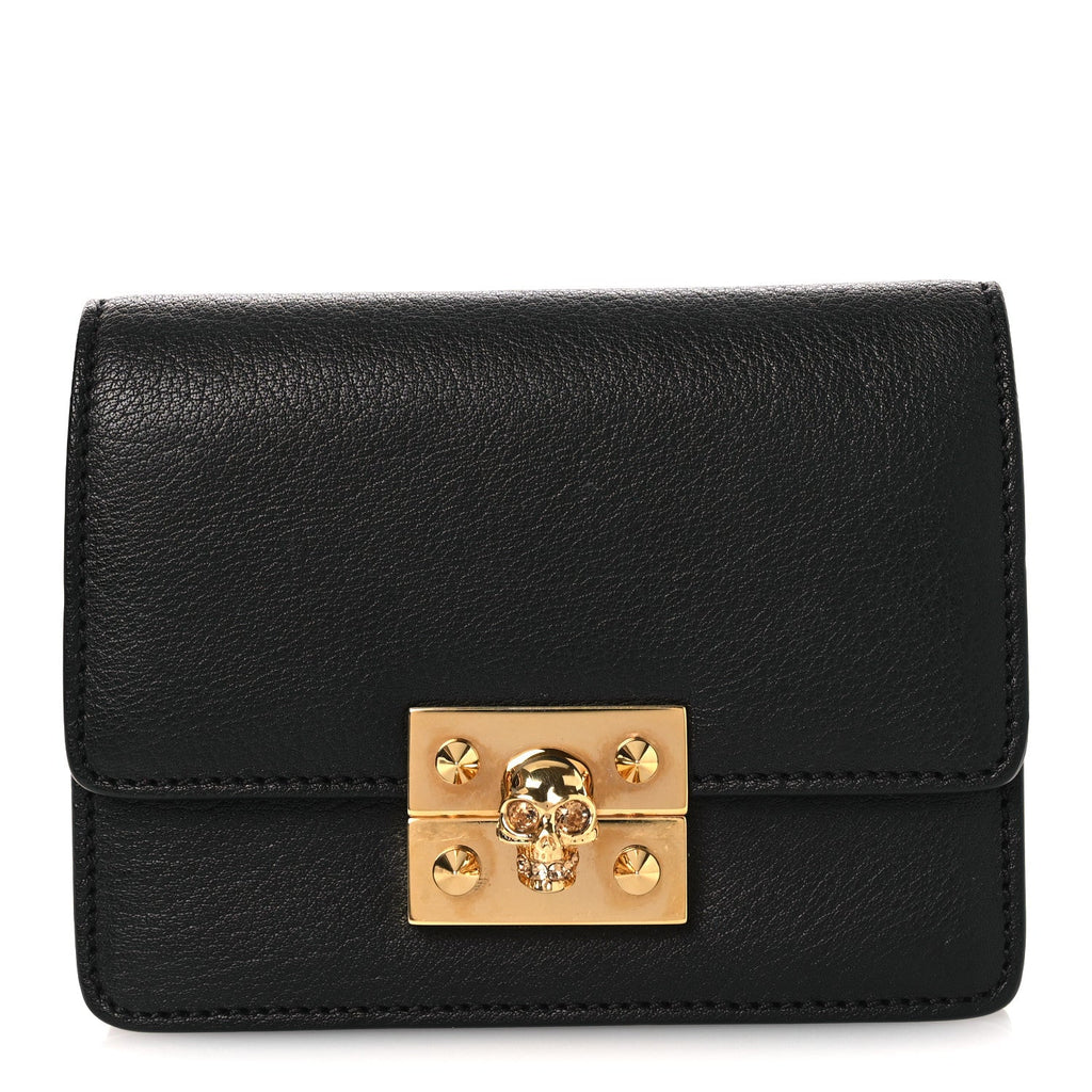 Calfskin Skull Mini Clutch Black