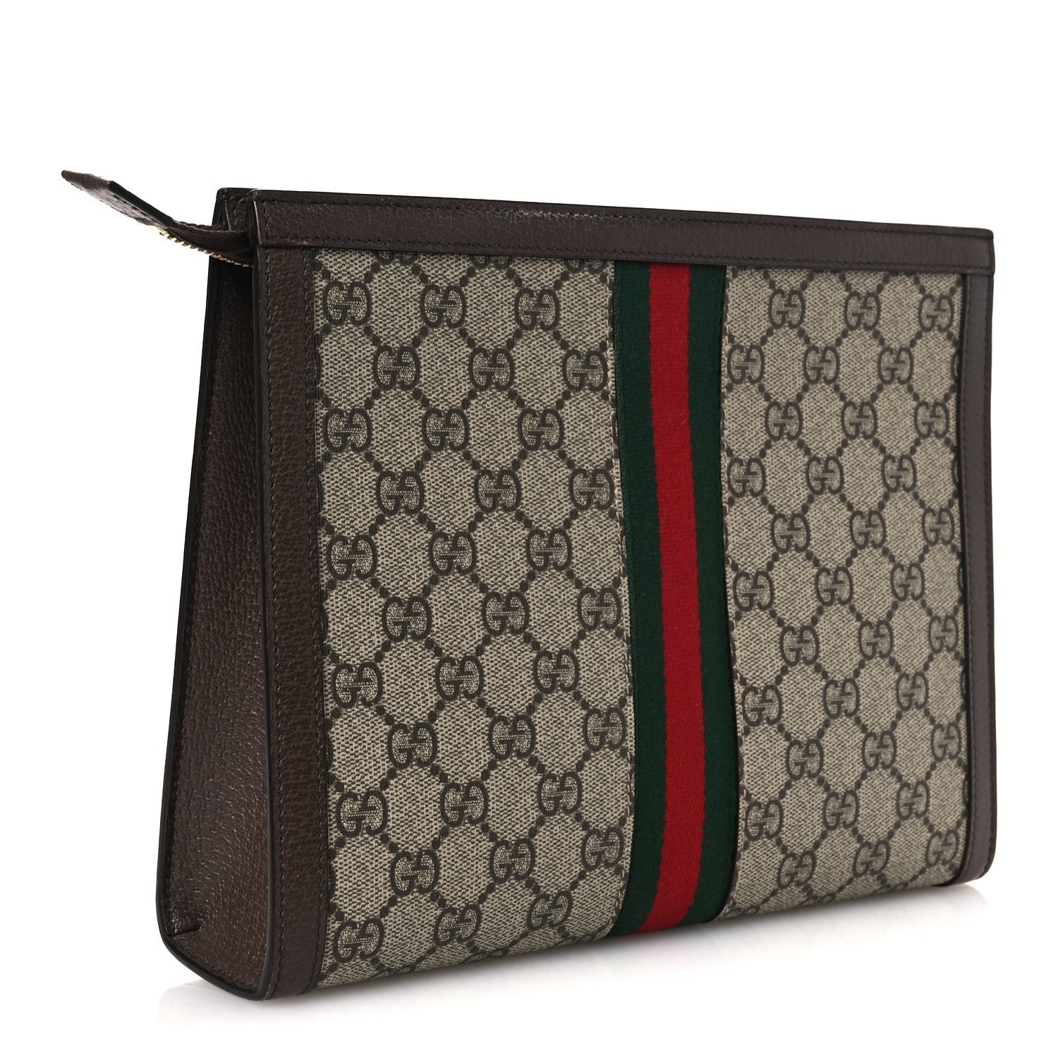 GG Supreme Monogram Web Ophidia Pouch Brown