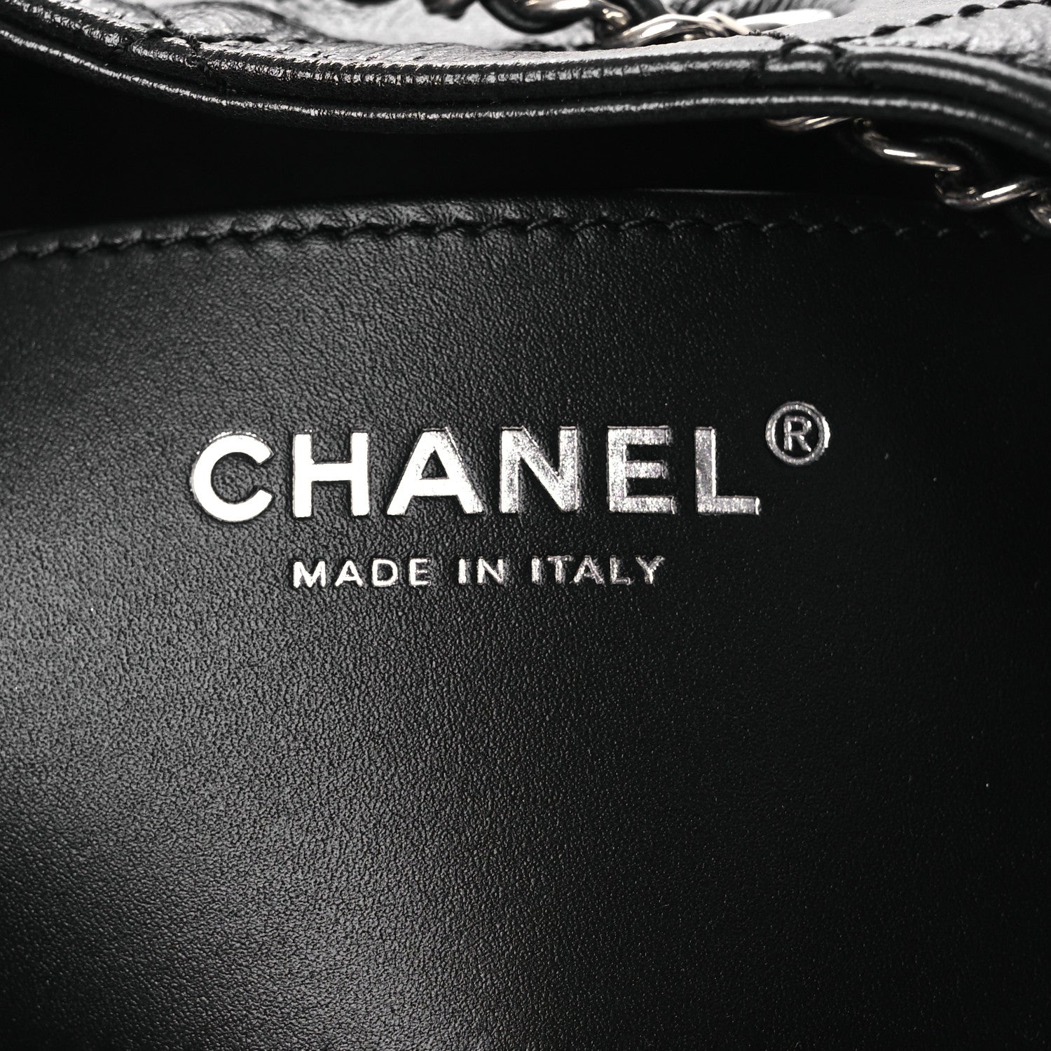 Shiny Crumpled Calfskin Quilted Small Chanel 25 Handbag Black