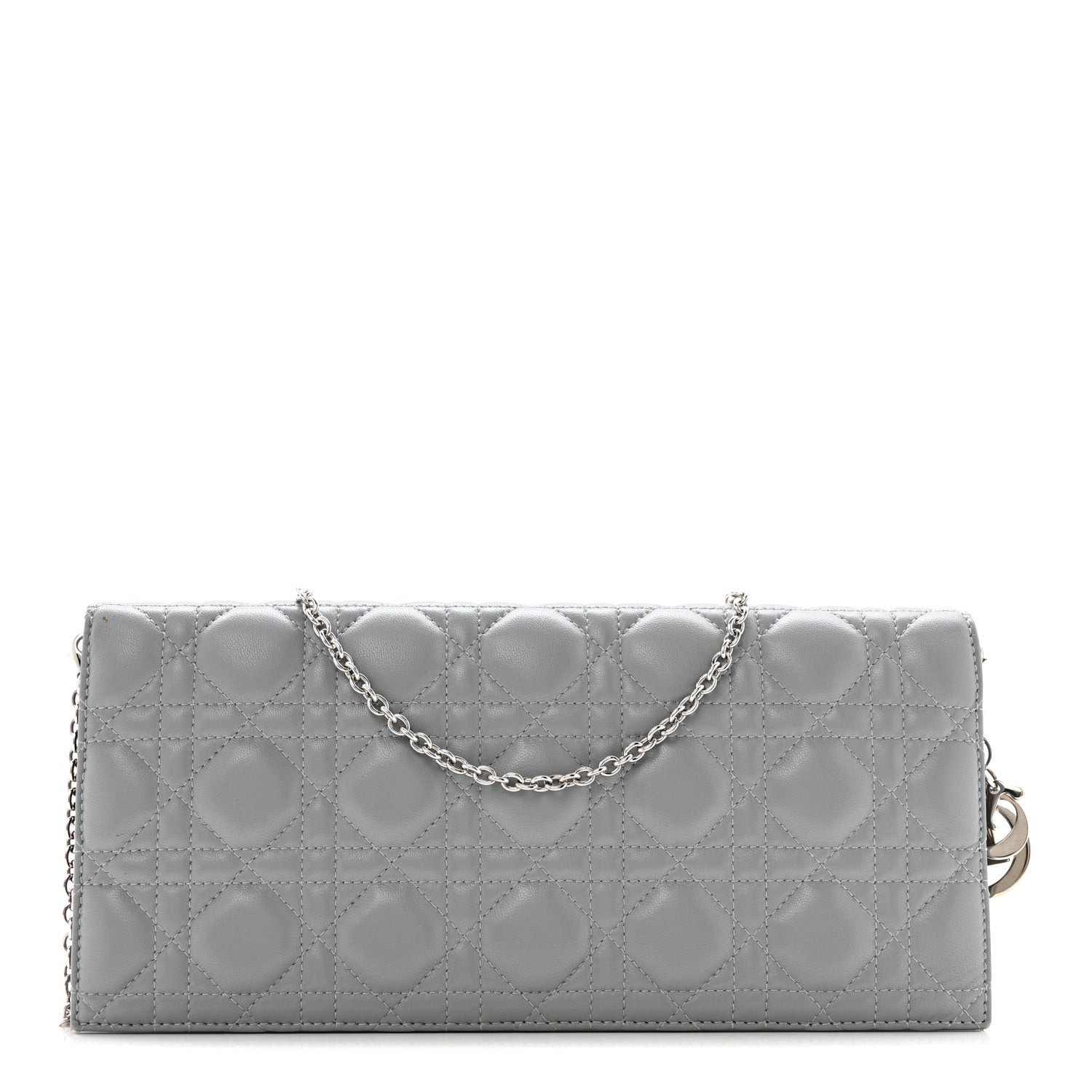 Lambskin Cannage Lady Dior Convertible Clutch Grey