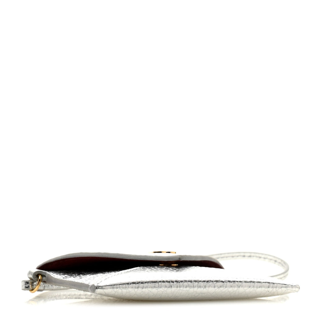Metallic Lambskin  Holder Bag Charm Silvery