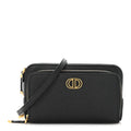 Grained Calfskin Caro Double Pouch Black