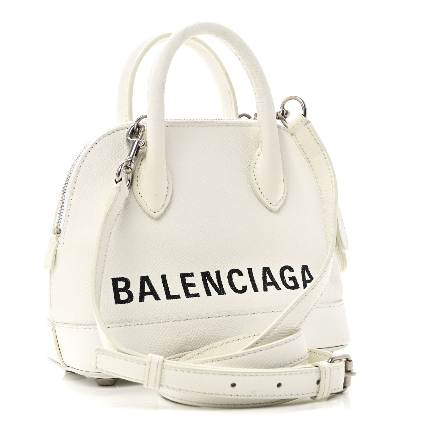 Grained Calfskin XXS Ville Top Handle Bag White Black
