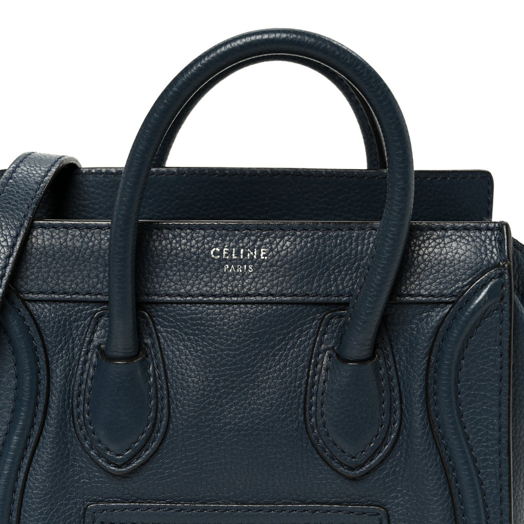 Drummed Calfskin Nano Luggage Navy Blue