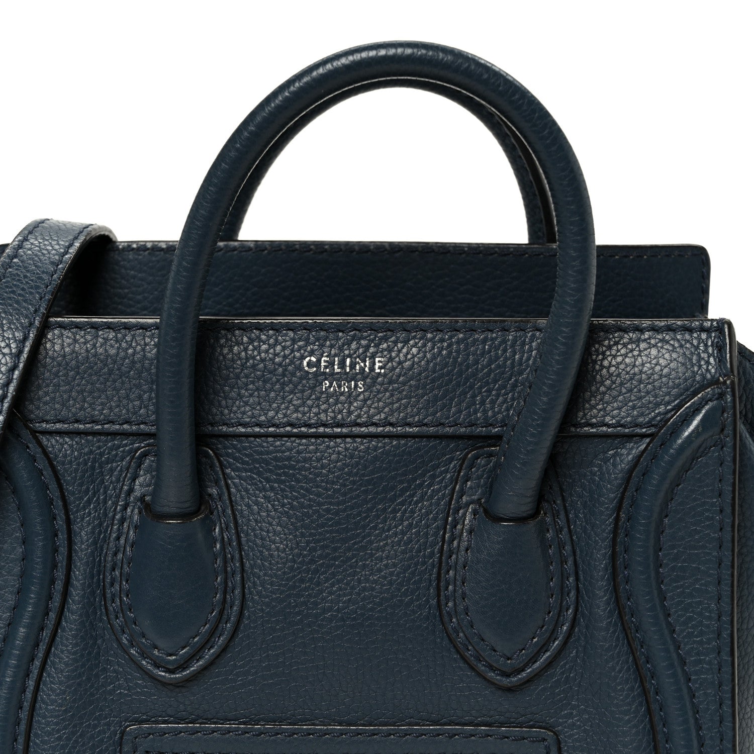 Drummed Calfskin Nano Luggage Navy Blue