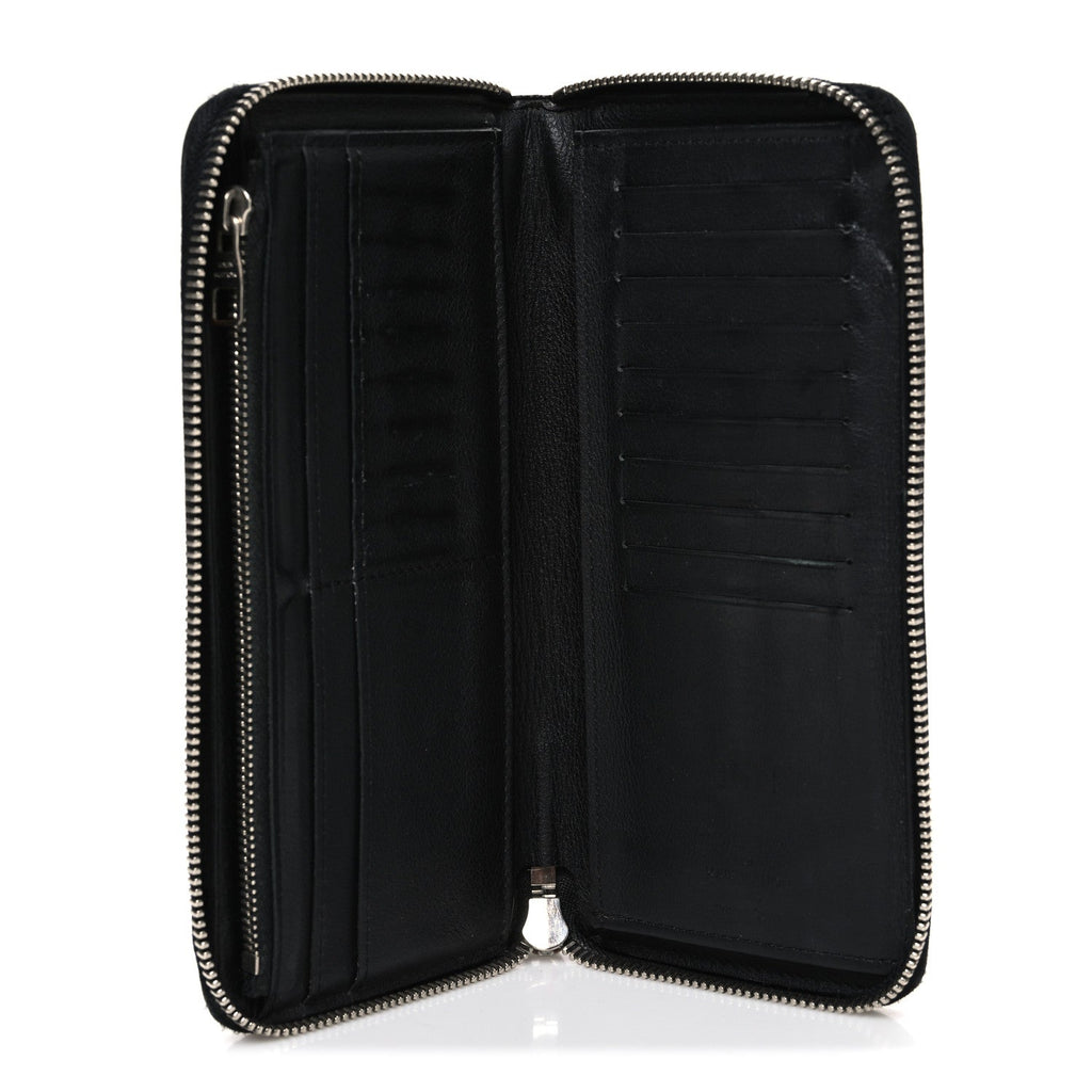 Taurillon Vertical Zippy Wallet Black