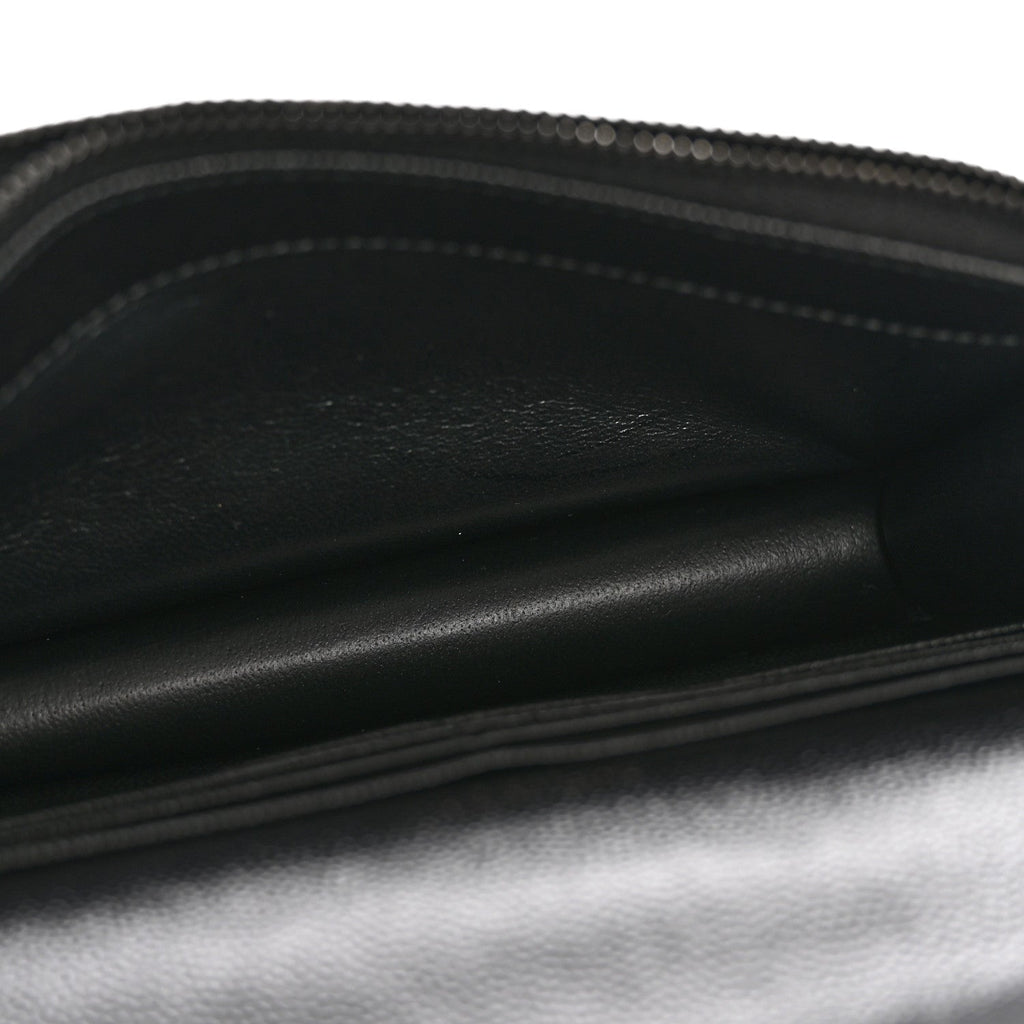 Grain De Poudre Matelasse Chevron Monogram Monochrome Envelope Chain Wallet Black
